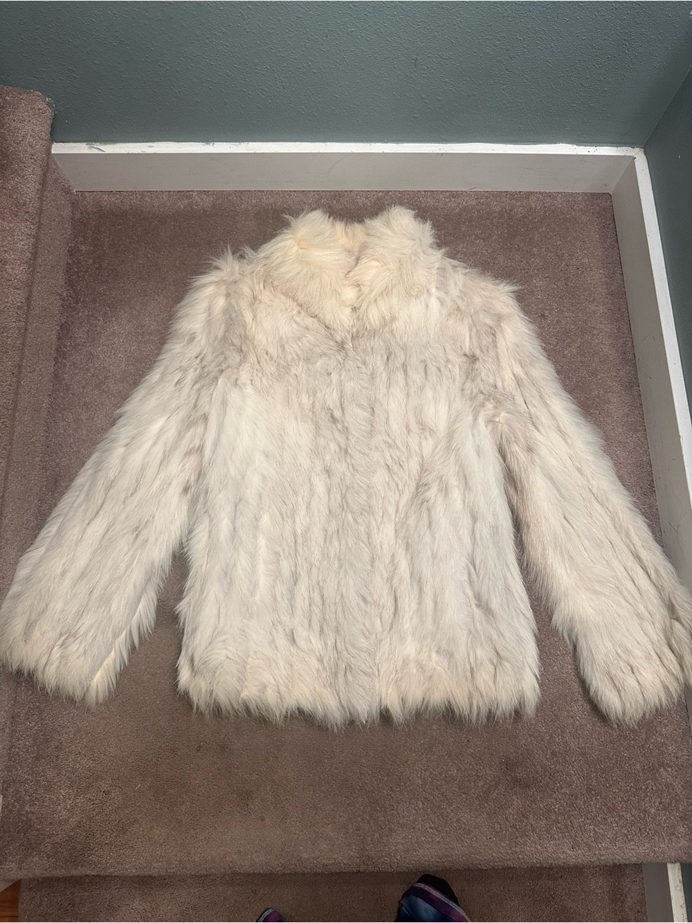 Vintage Cream Rabbit Fur Jacket - Satin Lining